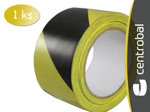Výstražná PVC páska samolepící žluto/černá 60mm x 33m levá