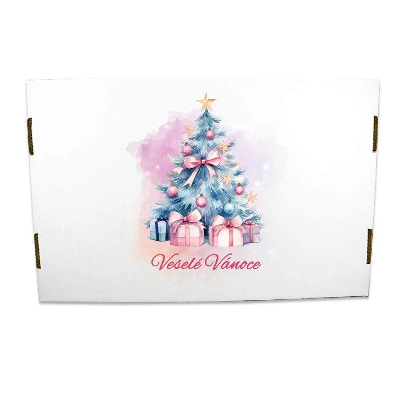 Krabice s víkem na cukroví Růžové vánoce MIX (dno+víko)