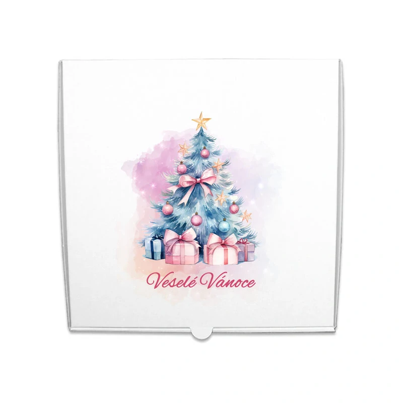 Krabice na cukroví Růžové vánoce MIX 31x31x4,5cm (1kg)