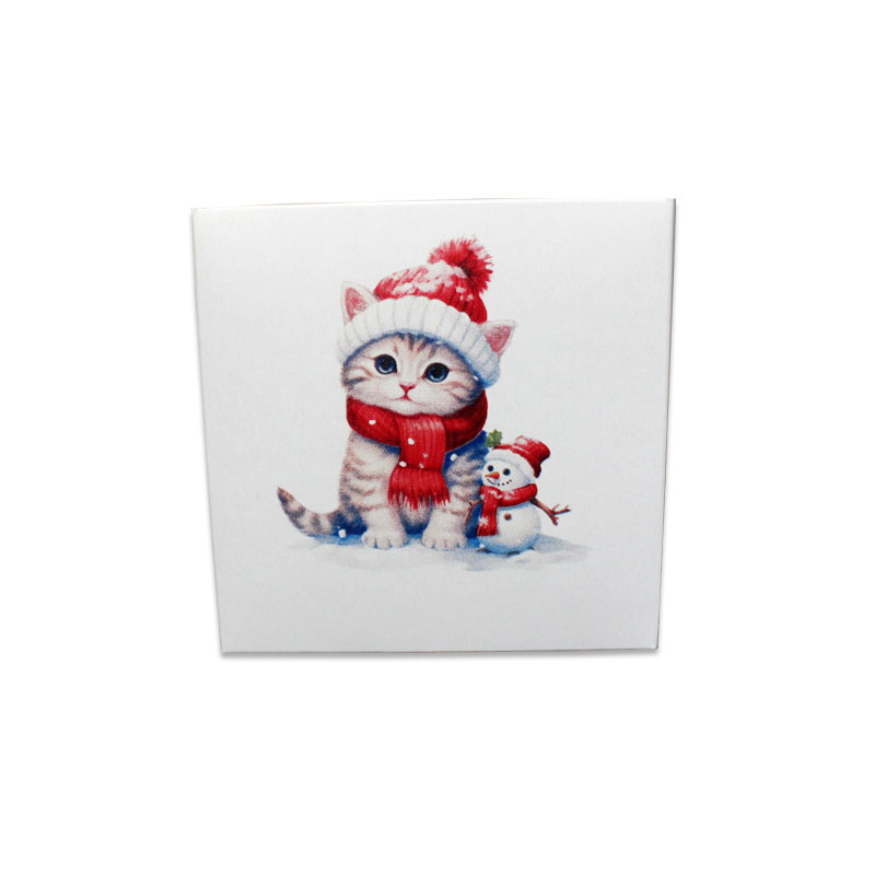 Dortová krabička 14x14x9 cm - vánoční kočičky MIX