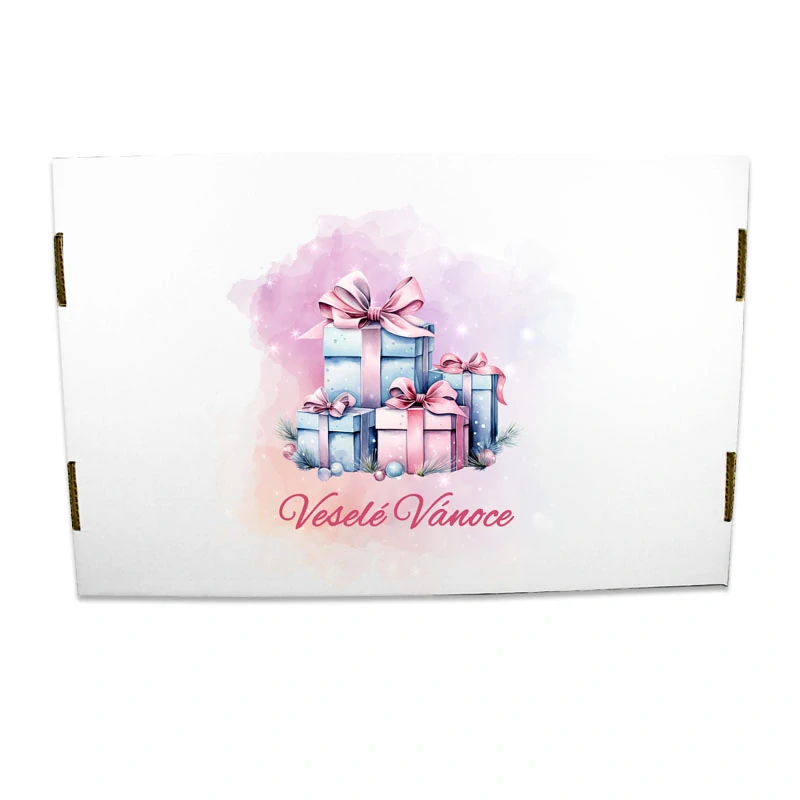 Krabice s víkem na cukroví Růžové vánoce MIX (dno+víko)