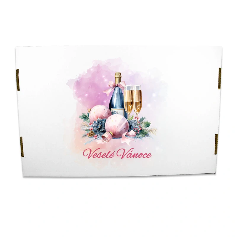 Krabice s víkem na cukroví Růžové vánoce MIX (dno+víko)