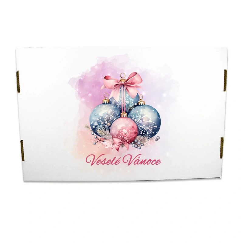 Krabice s víkem na cukroví Růžové vánoce MIX (dno+víko)