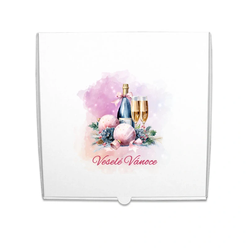 Krabice na cukroví Růžové vánoce MIX 31x31x4,5cm (1kg)