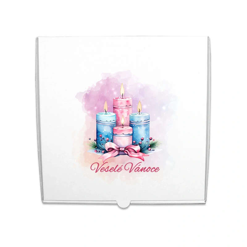 Krabice na cukroví Růžové vánoce MIX 31x31x4,5cm (1kg)