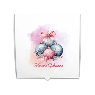 Krabice na cukroví Růžové vánoce MIX 31x31x4,5cm (1kg)